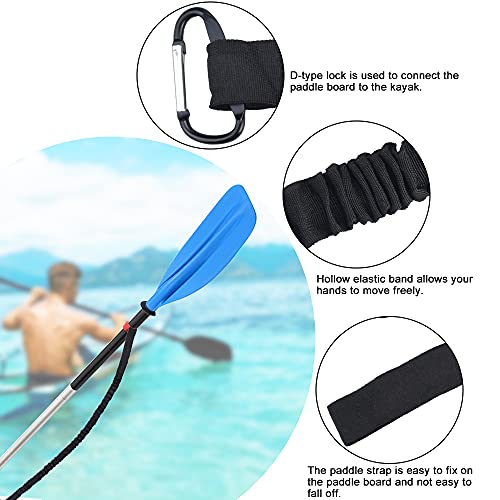 SNAGAROG 2 Pzs Kayak Paddle Leash, 90-150 cm Correas Elástica para Remo de Kayak con Mosquetón, Correa de Remo, Leash para Sup, Paddle de Kayak, Remos de Canoa, Accesorio de Soporte Bastones de Pesca