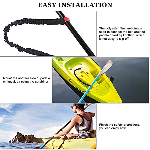 SNAGAROG 2 Pzs Kayak Paddle Leash, 90-150 cm Correas Elástica para Remo de Kayak con Mosquetón, Correa de Remo, Leash para Sup, Paddle de Kayak, Remos de Canoa, Accesorio de Soporte Bastones de Pesca