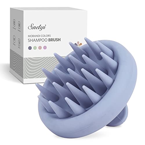 Sndyi Cepillo Masajeador Cuero Cabelludo [Mojado & Seco] - para Champú con Cerdas Suaves de Silicona, para Eliminar la Caspa y Hacer Crecer el Cabello, Blue