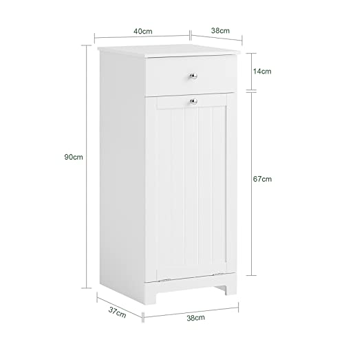 SoBuy BZR21-W Cesto para Ropa Sucia,Amario para Baño,40x38x90 cm, ES (Blanco)