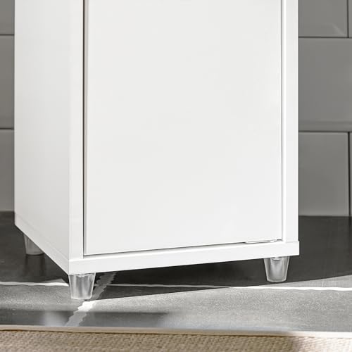 SoBuy BZR34-W Mueble Columna de baño, Armario para baño Alto,estanterías de baño-2 Puertas y 1 cajón H 180 cm ES