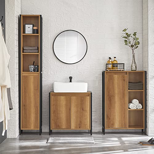 SoBuy BZR65-PF Armario de baño Cesto para Ropa Sucia con un Cesto y 3 estantes 60 x 30 x 90 cm ES