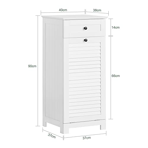 SoBuy BZR73-W Mueble para Ropa Sucia Armario Multifuncional para Baño con 1 Cesto y 1 Cajón Blanco 40 x 38 x 90 ES