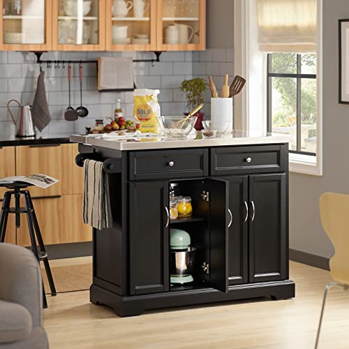 SoBuy FKW71-SCH,Carrito de Cocina con Piso de Acero,con Tablero Extensible,L115 x P46 x H92cm,ES (Negro)