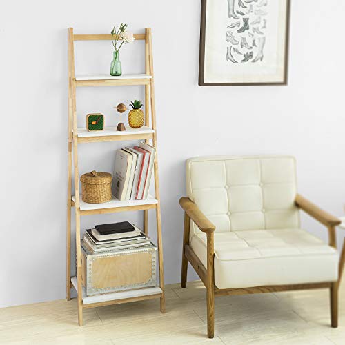 SoBuy FRG162-N Moderna Estantería Escalonada, Librería, Estantería de Pared, Estante de 4 Plegable Niveles, Estanteria Escalera 42 x 34 x 140 cm, ES