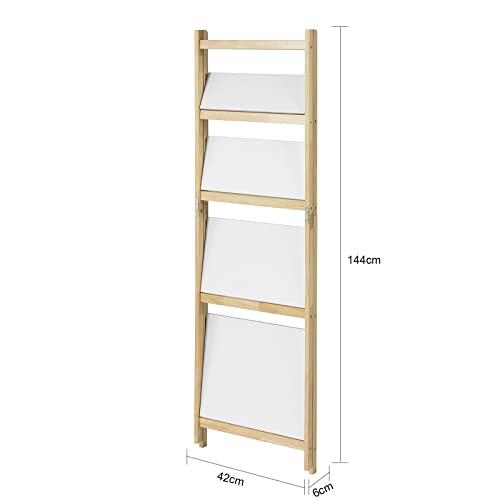 SoBuy FRG162-N Moderna Estantería Escalonada, Librería, Estantería de Pared, Estante de 4 Plegable Niveles, Estanteria Escalera 42 x 34 x 140 cm, ES