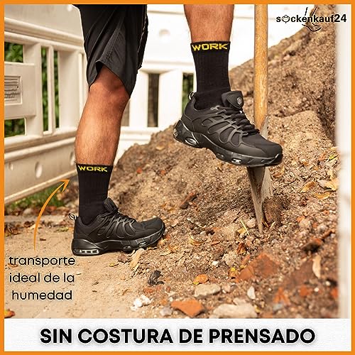 sockenkauf24 10 o 20 Pares Calcetines de Trabajo Hombre Reforzados Algodón WORK (39-42 10 Pares Negro)