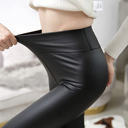 SOGNO D'ORO Leggings Cuero para Mujer Pantalones Medias de Cuero de imitación Pantalones de Cuero Sexy Pantalones de PU elásticos de Cintura Alta Ajustados Sexy