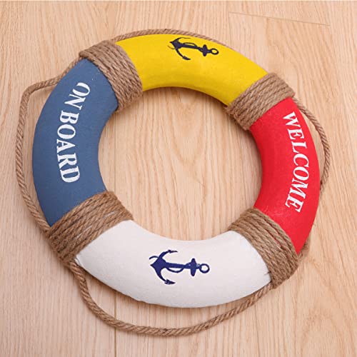 SOIMISS Lifering Náutico Bienvenido Anillo Salvavidas Decorativo Náutico Boya Tapices de Puertas de Pared Decoración Adornos de Pared de Playa Costera para Navidad Mediterránea Año Nuevo