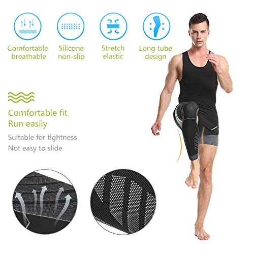 SOLO ACTFIT Mangas de Pierna Compresión, Rodilleras de Compresión Longitud Completa Antideslizante, Transpirable Calentadores de Piernas para Correr, Baloncesto, Ciclismo, Fútbol, Deporte (M, Uno)