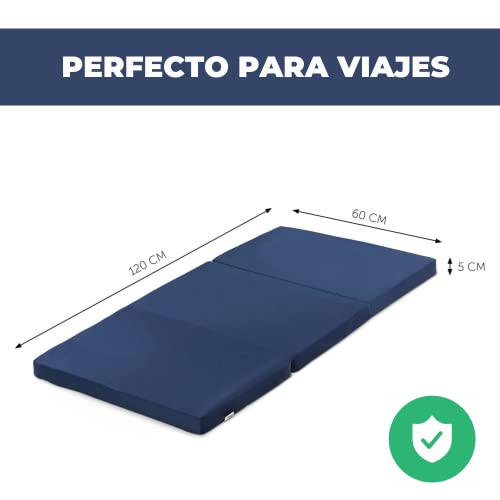 Solty - Colchon Cuna 120 x 60cm - Colchoneta Plegable Suelo para Múltiples usos - Colchón Cuna para Viaje de Espuma - Colchon Plegable en 3 Partes con Bolsa de Transporte Transparente Incluida