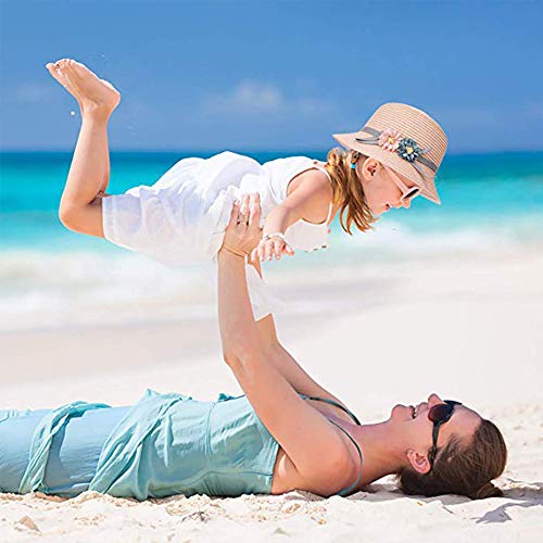 Sombrero de Verano para Niñas, Bolso Pequeño para Niñas,Traje de Sombrero de Paja para Niñas, Sombrero de Visera de Flores, Sombrero de Paja para Niños y Bolso Pequeño (Blanco Lechoso)