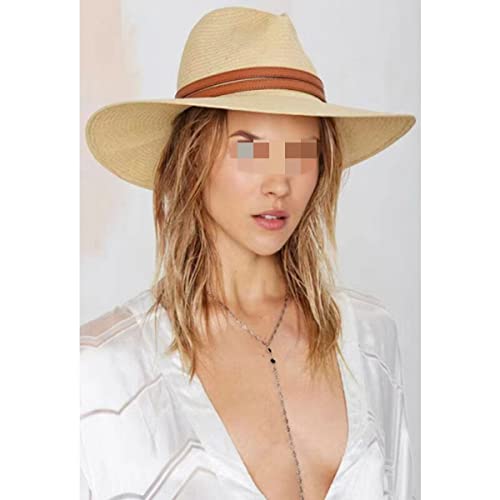 Sombrero para el Sol para Mujer,Sombrero Sol de Paja de Las Mujeres Sombrero de Paja para el Verano en la Playa o para Las Vacaciones Plegable Sombreros de Verano Sol Playa Gorra del ala Ancha