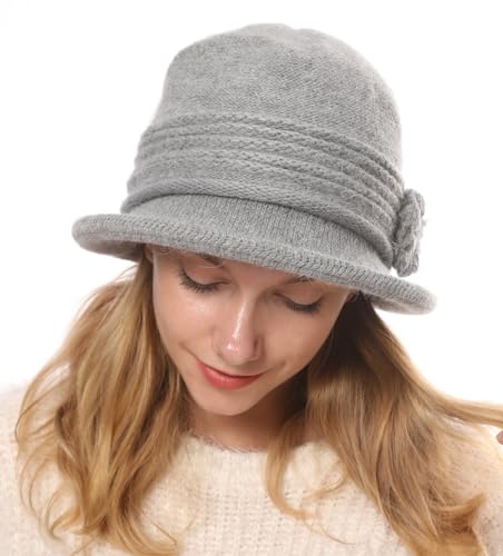 Sombrero para Mujer Boina de Punto Gorro Vendedor de Periódicos Grueso Elegante Sombrero Invierno un cálido Forro Polar Gorros de Punto para Mujeres Vintage