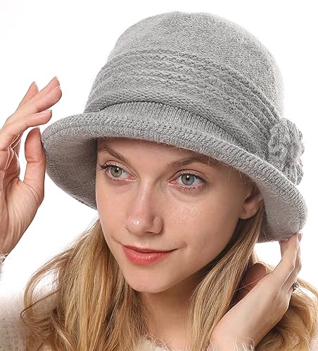 Sombrero para Mujer Boina de Punto Gorro Vendedor de Periódicos Grueso Elegante Sombrero Invierno un cálido Forro Polar Gorros de Punto para Mujeres Vintage