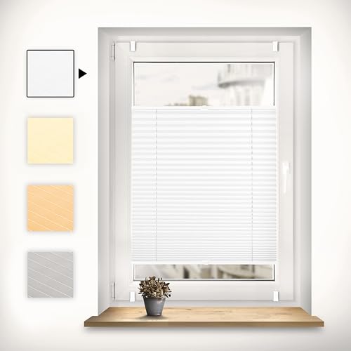 Sonello Estor Cortina plisada sin taladrar 55cm x 100cm blanco, cortina enrollable plisado cortina plisada para puerta y ventana persianas protección de la intimidad protección solar estores palisados