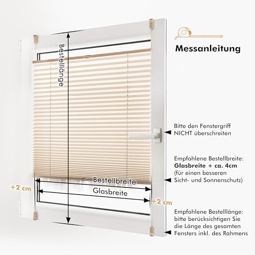 Sonello Estor Cortina plisada sin taladrar 55cm x 100cm blanco, cortina enrollable plisado cortina plisada para puerta y ventana persianas protección de la intimidad protección solar estores palisados