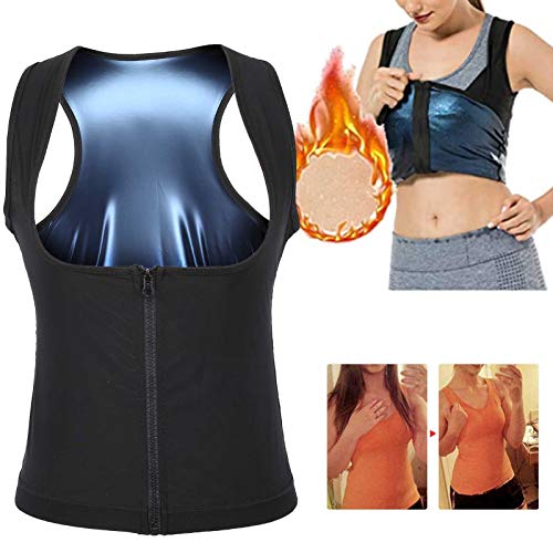 Sonew Chaleco de Sauna con Calefacción, 3 Tamaños para Quemar Grasa, Camiseta sin Mangas, Entrenador de Cintura Transpirable, Cremallera, corsé Deportivo para Mujer