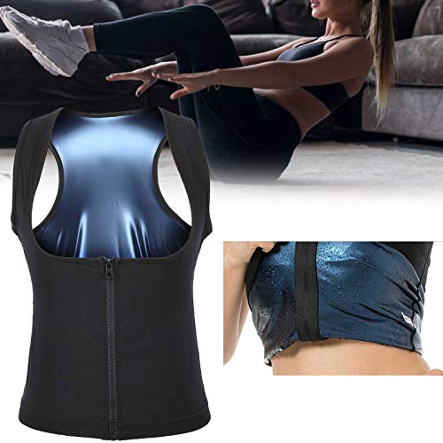 Sonew Chaleco de Sauna con Calefacción, 3 Tamaños para Quemar Grasa, Camiseta sin Mangas, Entrenador de Cintura Transpirable, Cremallera, corsé Deportivo para Mujer