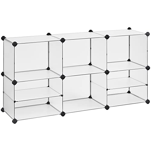 SONGMICS Estantería Modular de 9 Compartimentos, Organizador de Plástico, Zapatero, 30 x 40 x 30 cm, 39 x 40 x 15 cm, Salón, Dormitorio, Estudio, con Martillo de Goma y Hierro, Blanco LPC36W