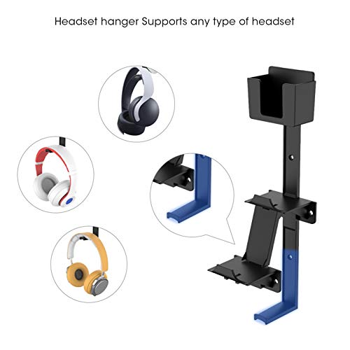 Soporte de pared para controlador multifunción, soporte de pared universal ABS soporte de montaje en pared con suspensión para auriculares para controlador PS5 / PS4 / Xbox(negro)