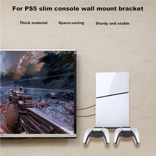 Soporte de Pared para PS5 Slim (Disc and Digital Edition),Soporte de Pared para Consola suspensión del Almacenamiento del Gamepad,Juego de Montaje de Soporte de Pared