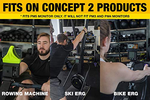 Soporte de teléfono Hecho para máquina de Remo Compatible con PM5 monitores, Rower, SkiErg y BikeErg PM5 - Productos de Fitness de Silicona, Amarillo