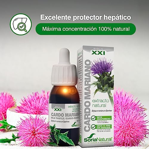 Soria Natural Cardo Mariano Extracto - Favorece la Función Hepática, Ayuda a Eliminar Toxinas y Mejorar la Digestión - 100% Puro - Suplemento para la Salud del Hígado - Botella de 50 ml