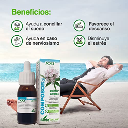 Soria Natural - COMPOSOR 05 - SEDANER COMPLEX S. XXI - Complemento alimenticio - Ayuda al descanso y relajación - 50 ml – Valeriana - Azahar - Pasiflora (PACK2)