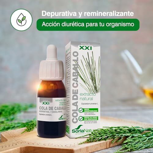 Soria Natural Extracto Cola de Caballo - Potente Diurético Natural - Drena Retención de Líquidos, Fortalece y Nutre tu Cabello y Uñas - Botella con 50ml