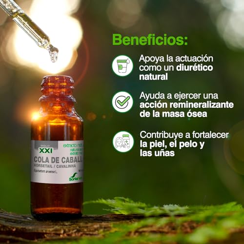 Soria Natural Extracto Cola de Caballo - Potente Diurético Natural - Drena Retención de Líquidos, Fortalece y Nutre tu Cabello y Uñas - Botella con 50ml