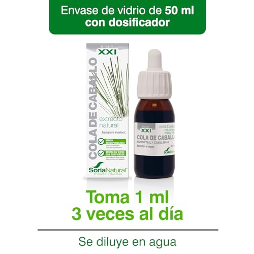 Soria Natural Extracto Cola de Caballo - Potente Diurético Natural - Drena Retención de Líquidos, Fortalece y Nutre tu Cabello y Uñas - Botella con 50ml