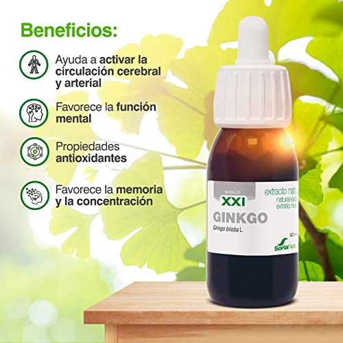 Soria Natural Ginkgo Biloba Extracto - Promueve la Salud Cognitiva, Memoria, Concentración y Mejora la Circulación - Salud Cerebral y Salud Circulatoria - Bote de 50ml