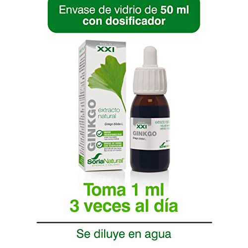 Soria Natural Ginkgo Biloba Extracto - Promueve la Salud Cognitiva, Memoria, Concentración y Mejora la Circulación - Salud Cerebral y Salud Circulatoria - Bote de 50ml