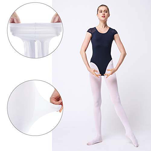 Soudittur Medias Convertibles de Ballet Danza para Niñas y Mujer 90 DEN en Blanco, L (10 años-Adulto, Altura: 140-165 cm)