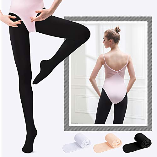 Soudittur Medias de Ballet Danza Para Niñas y Mujer 90 DEN en Negro, S (110-125 cm)