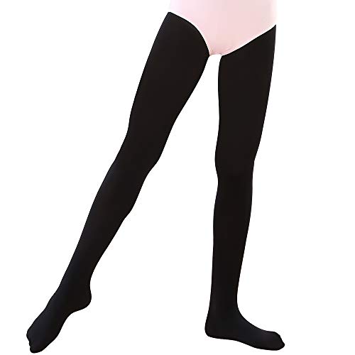 Soudittur Medias de Ballet Danza Para Niñas y Mujer 90 DEN en Negro, S (110-125 cm)