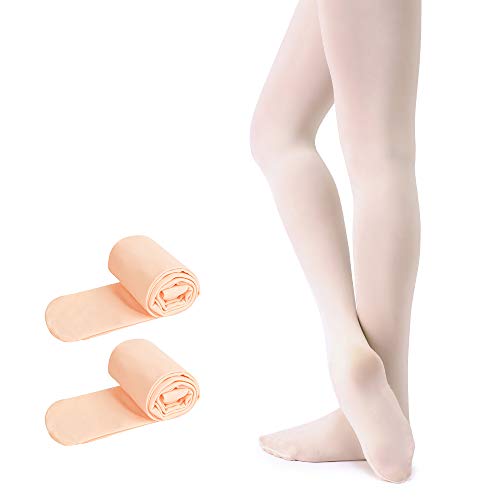 Soudittur Medias de Ballet Danza Para Niñas y Mujer 90 DEN en Rosa 2 Pares, XS (90-110 cm)