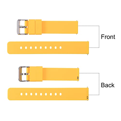 sourcing map Correa de Reloj de Silicona, 16mm de Ancho, Banda de Reloj de Caucho Blando de Repuesto con Hebilla de Acero Inoxidable Liberación Rápida, para Hombre Mujer, Amarillo