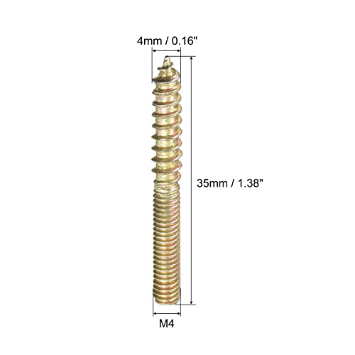 sourcing map M4x35mm Suspensión Pernos, 16uds Doble Extremo Rosca Espiga Tornillos para Madera Muebles Conexión