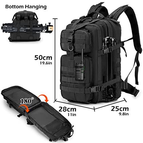 SPAHER Mochila Militar, Impermeable Negro Mochila Tactica Molle Assault Pack Gran Capacidad 40L Mochila Montaña Hombre Mujer para Trekking, Senderismo, Viaje