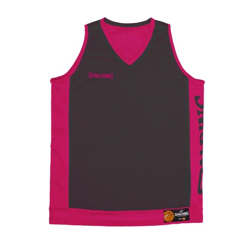 Spalding - Camiseta de Tirantes Reversible - Top de Baloncesto - Fucsia/Negro - Talla L - Ropa Deportiva - Baloncesto