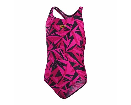 Speedo HyperBoom Logo Medalist Bañador Niñas, Negro/Rosa, 11-12 Años