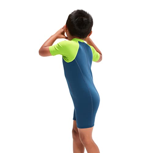 Speedo Learn To Swim Essential Wetsuit Bañador Niños, Harmony Blue/Green Lizard, 4 Años