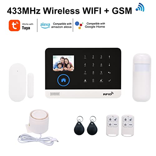 Splenssy 433MHz WiFi inalámbrico gsm Auto-dicado Alarma Sistema de Seguridad Pantalla LCD Sensor de Puerta PIR Sensor de Movimiento Sistema de Alarma de Seguridad antirrobo para el hogar Inteligente