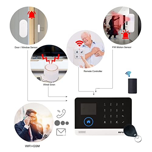 Splenssy 433MHz WiFi inalámbrico gsm Auto-dicado Alarma Sistema de Seguridad Pantalla LCD Sensor de Puerta PIR Sensor de Movimiento Sistema de Alarma de Seguridad antirrobo para el hogar Inteligente