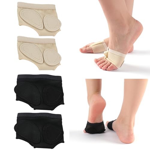 Sporgo 4 pares de calcetines de baile Protección para balas: protectores de balones para bailar protección de juanetes, apoyo para pies, patas de baile, ropa interior para mujer, ballet, danza del