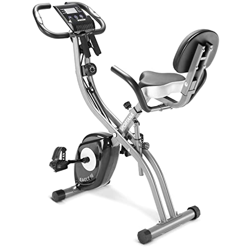 Sportana Bicicleta Estática Plegable Sensor Pulso Respaldo 2 Bandas Fitness 10 Niveles Resistencia