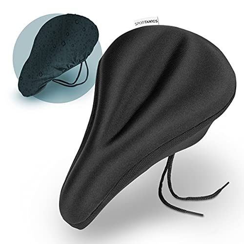 sportanics I - Funda de Gel para sillín de Bicicleta con Funda para la Lluvia, para Hombre y Mujer, Acolchado Suave para el sillín de Bicicleta [Trekking Comfort]