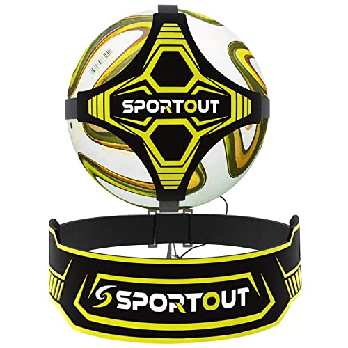 Sportout Fútbol Kick Throw Trainer, Fútbol Trainer, Solo Practice Training, Habilidades de Control de Ayuda, Cinturón de Cintura Ajustable, para Pelotas Tamaño 3 4 5, niños y Adultos(Amarillo)